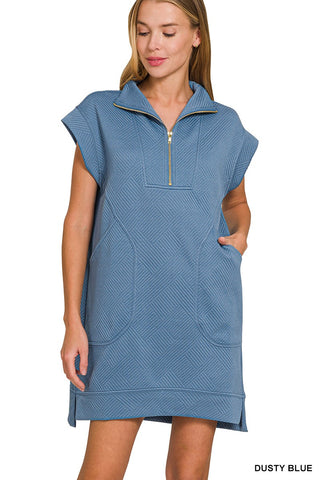 The Zip & Go Dress - Dusty Blue