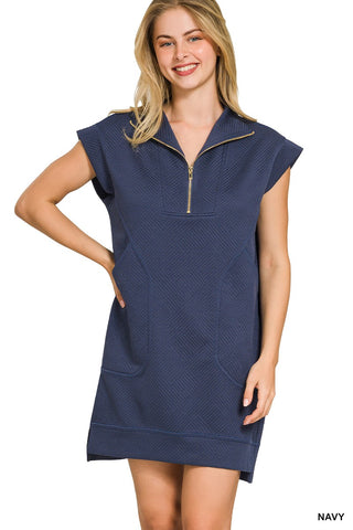 The Zip & Go Dress - Navy